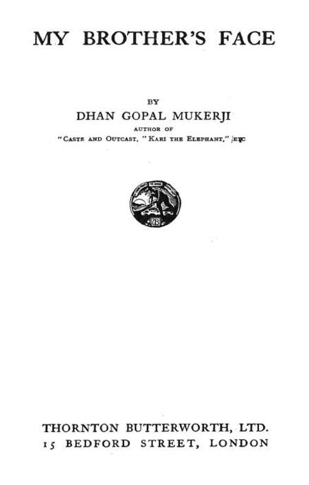 Book cover for My Brother’s Face by Dhan Gopal Mukerji