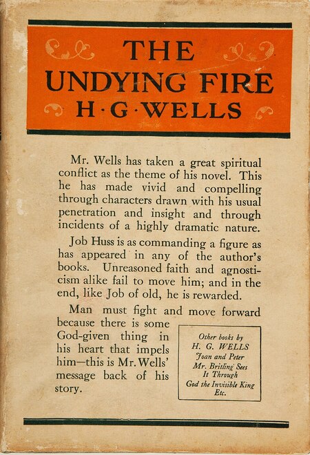Book cover for The Undying Fire by H.G. Wells
